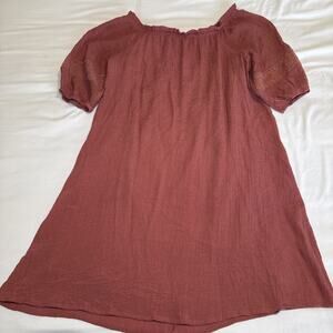 Naif Dress Womens Petite XL Clay Boho Lace Short Sleeve Peasant Cottagecore EUC